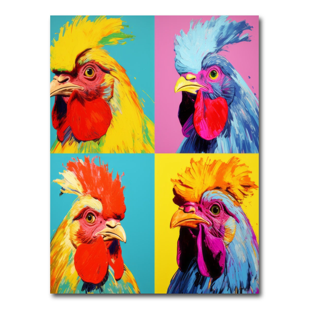 AUTO-MOCKUP WHITE | Vibrant Rooster Paintings | 1 Piece | Gallery Wrap Canvas | group=3x4