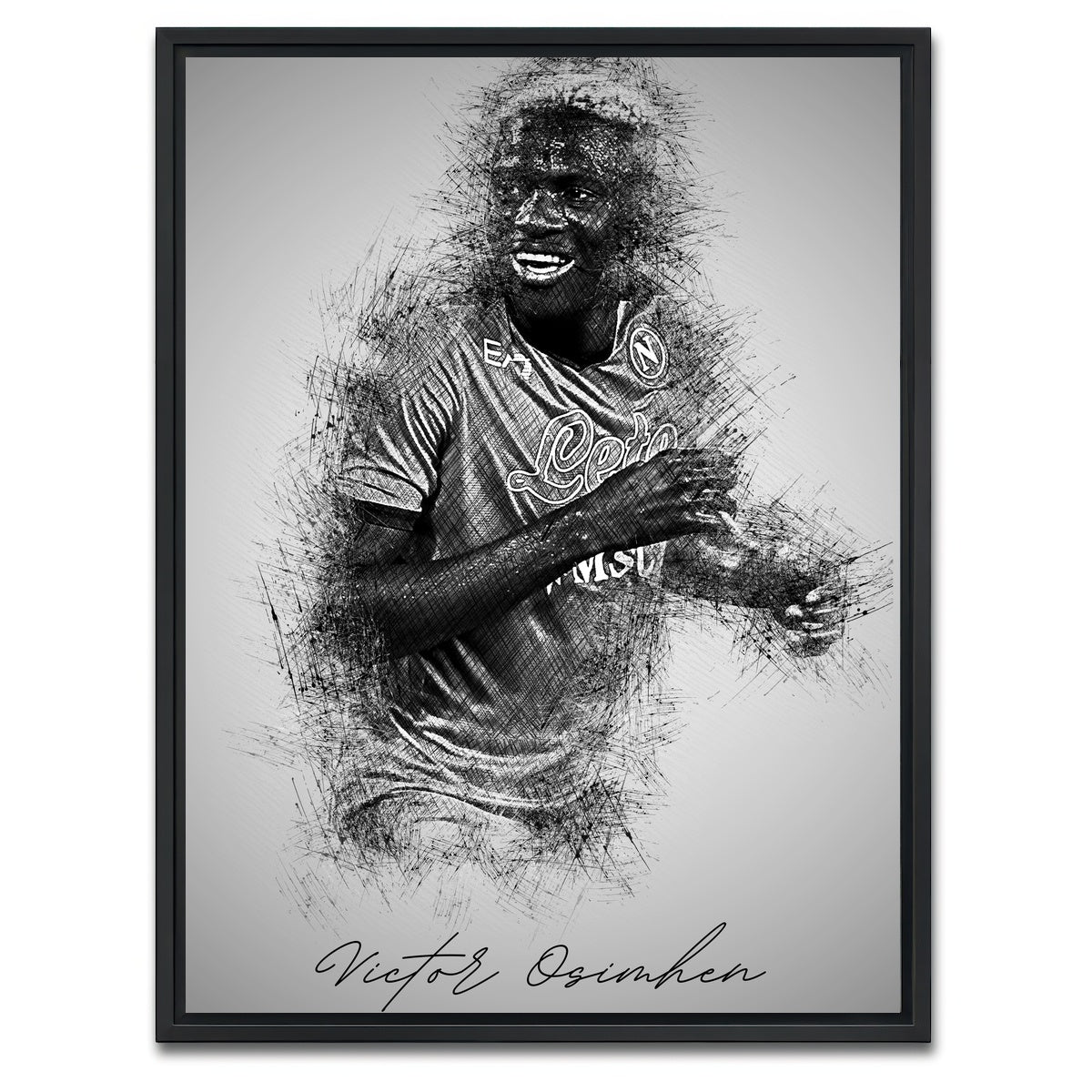 AUTO-MOCKUP WHITE | Victor Osimhen | 1 Piece | Black Framed Canvas | group=3x4