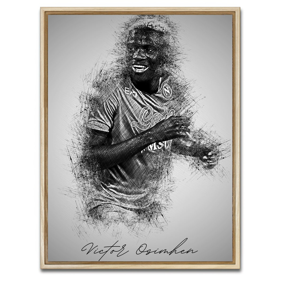 AUTO-MOCKUP WHITE | Victor Osimhen | 1 Piece | Natural Framed Canvas | group=3x4