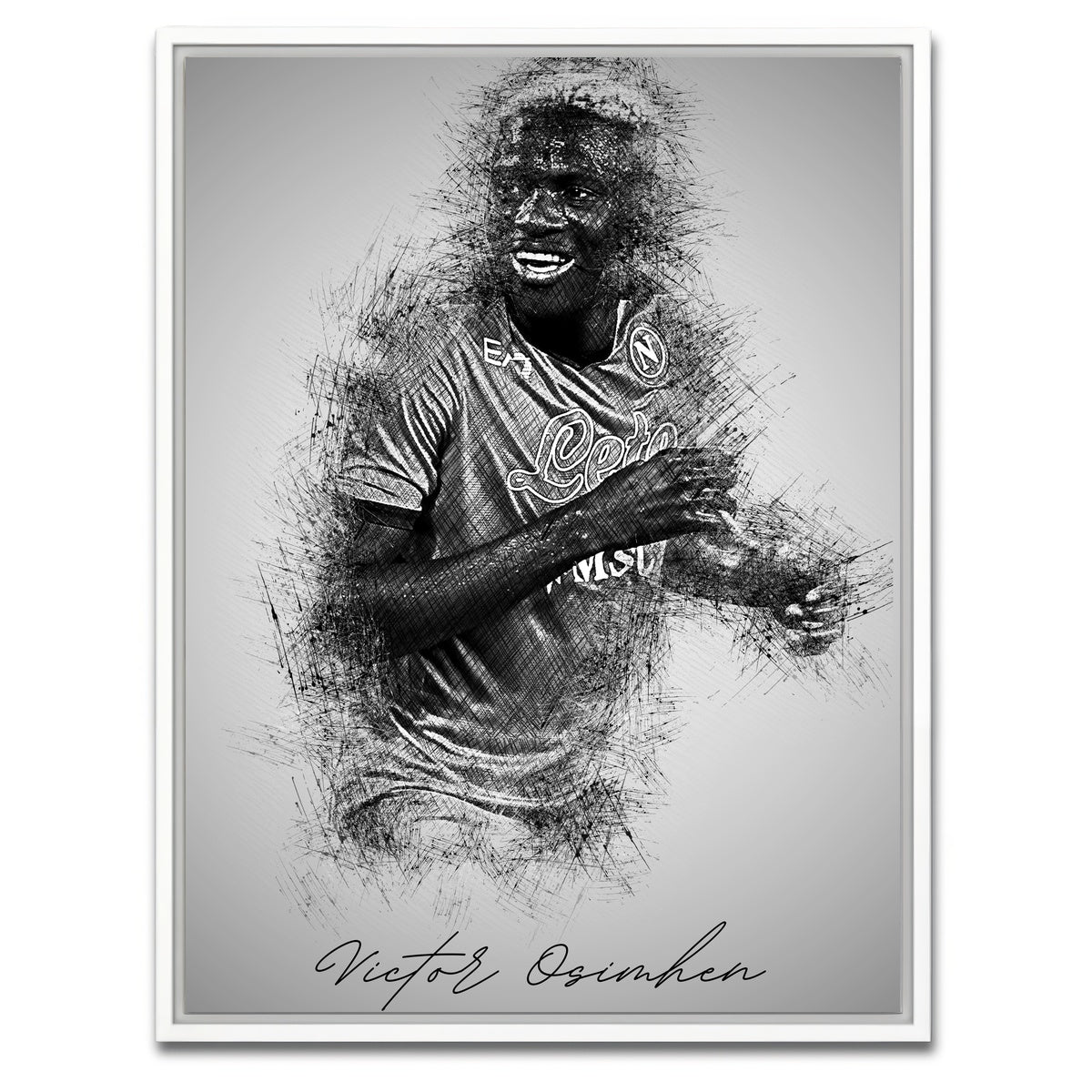 AUTO-MOCKUP WHITE | Victor Osimhen | 1 Piece | White Framed Canvas | group=3x4