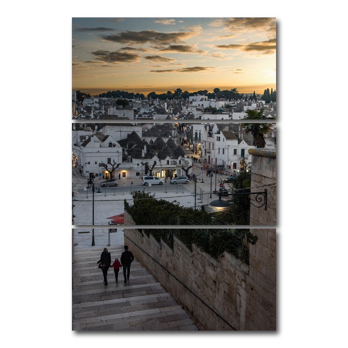 AUTO-MOCKUP WHITE | View of Alberobello | 3 Piece | Gallery Wrap Canvas | group=12x24_stacked