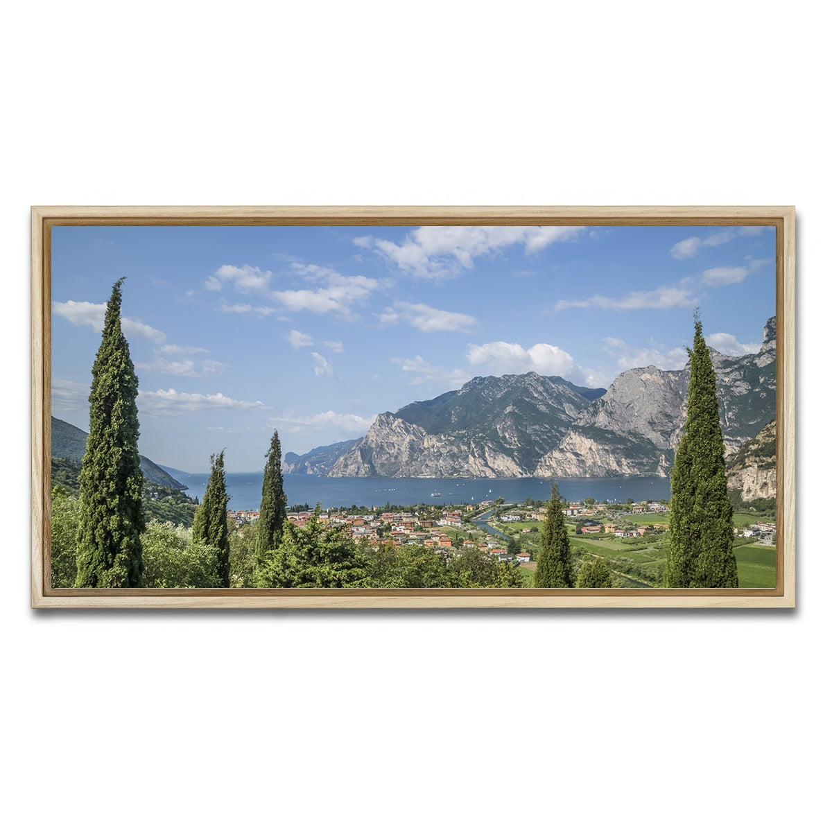 AUTO-MOCKUP WHITE | View to Lake Garda | 1 Piece | Natural Framed Canvas | group=2x1
