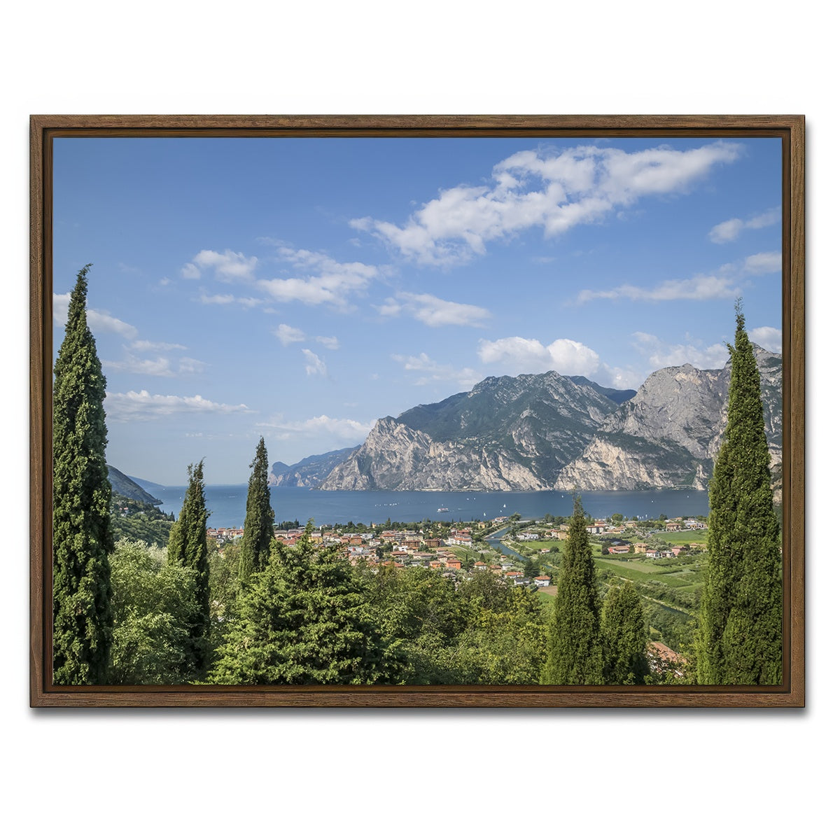 AUTO-MOCKUP WHITE | View to Lake Garda | 1 Piece | Walnut Framed Canvas | group=4x3