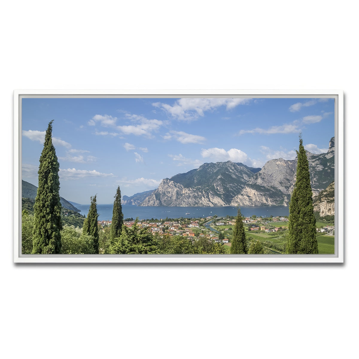 AUTO-MOCKUP WHITE | View to Lake Garda | 1 Piece | White Framed Canvas | group=2x1
