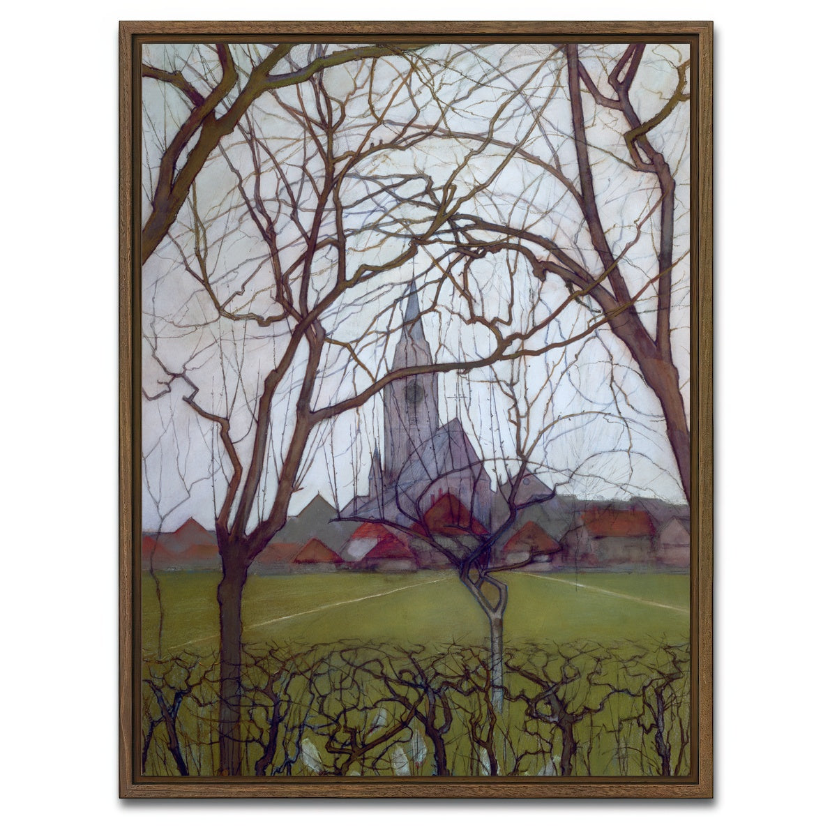 AUTO-MOCKUP WHITE | Village Church | 1 Piece | Walnut Framed Canvas | group=3x4