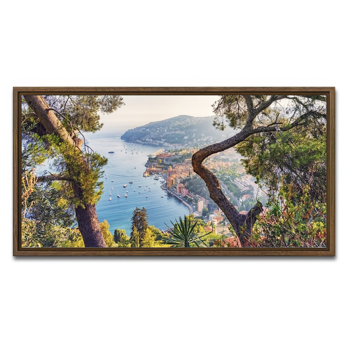 AUTO-MOCKUP WHITE | Villefranche Coastline | 1 Piece | Walnut Framed Canvas | group=2x1