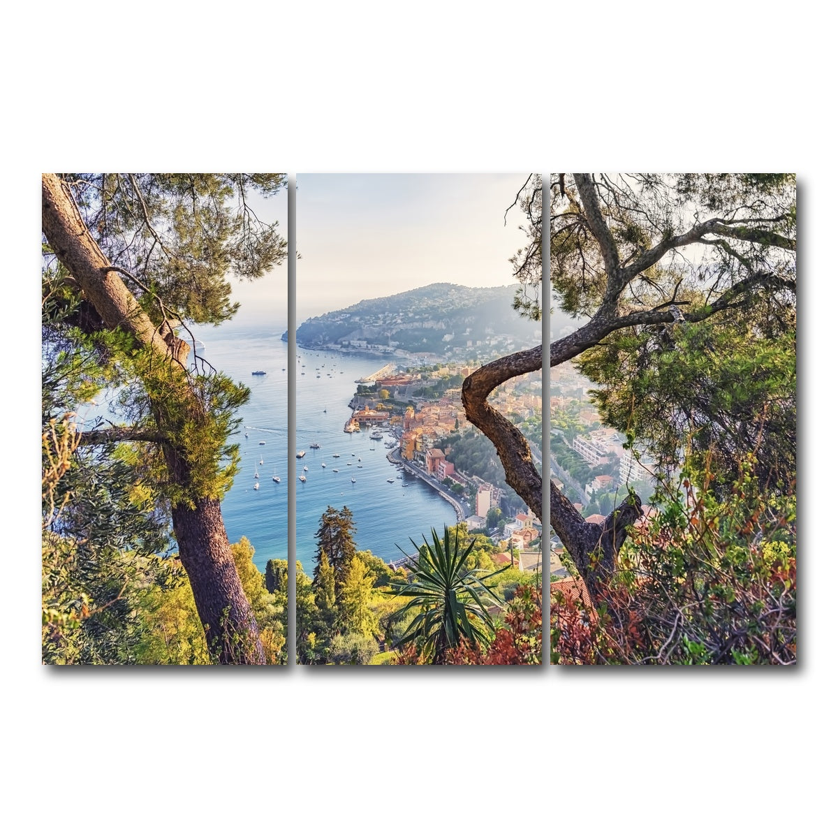 AUTO-MOCKUP WHITE | Villefranche Coastline | 3 Piece | Gallery Wrap Canvas | group=12x24