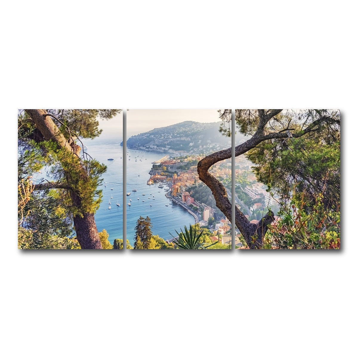 AUTO-MOCKUP WHITE | Villefranche Coastline | 3 Piece | Gallery Wrap Canvas | group=18x24