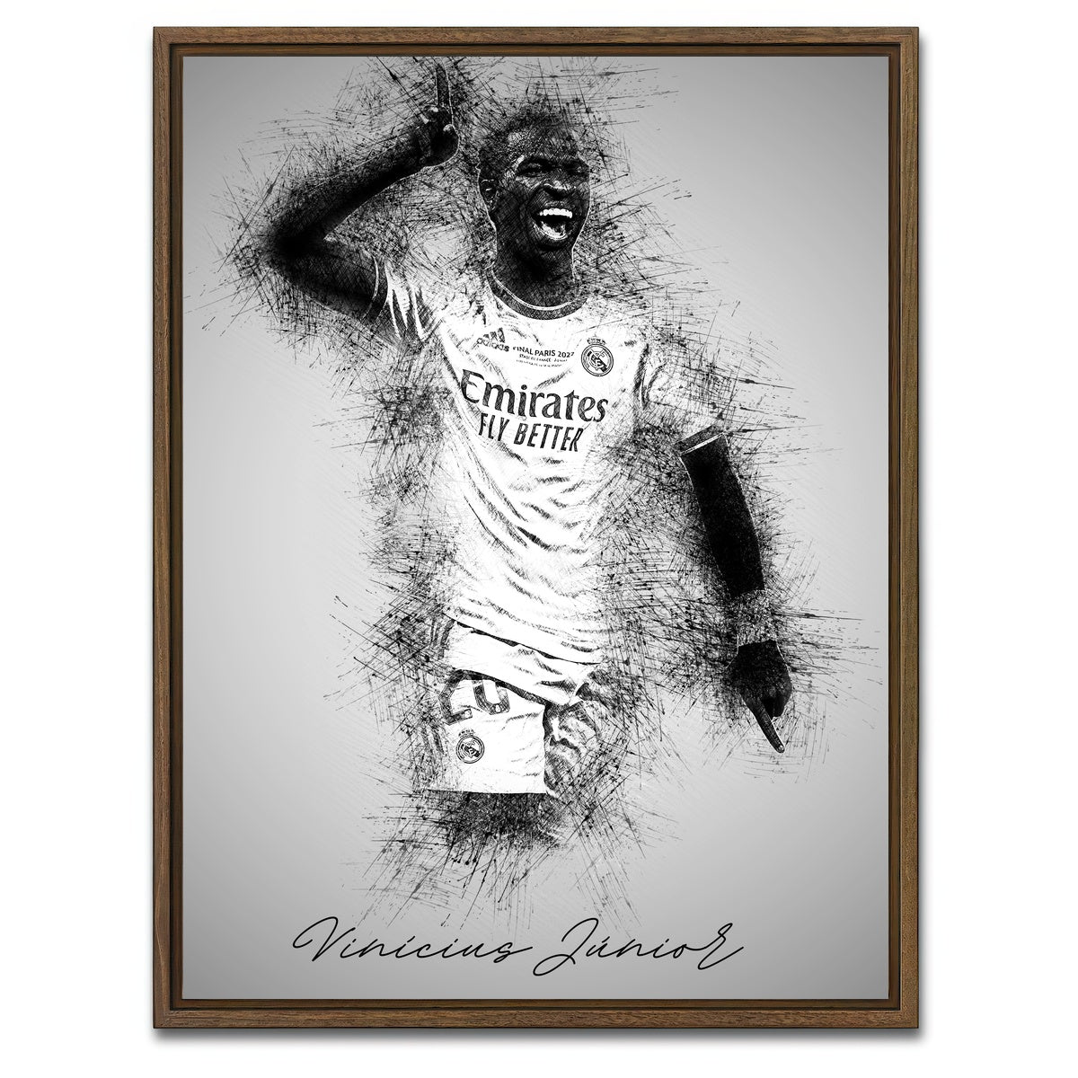 AUTO-MOCKUP WHITE | Vinicius Junior | 1 Piece | Walnut Framed Canvas | group=3x4