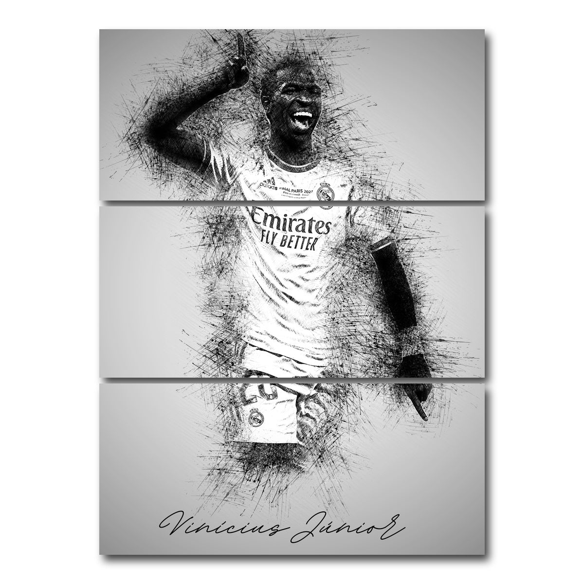 AUTO-MOCKUP WHITE | Vinicius Junior | 3 Piece | Gallery Wrap Canvas | group=8x18_stacked