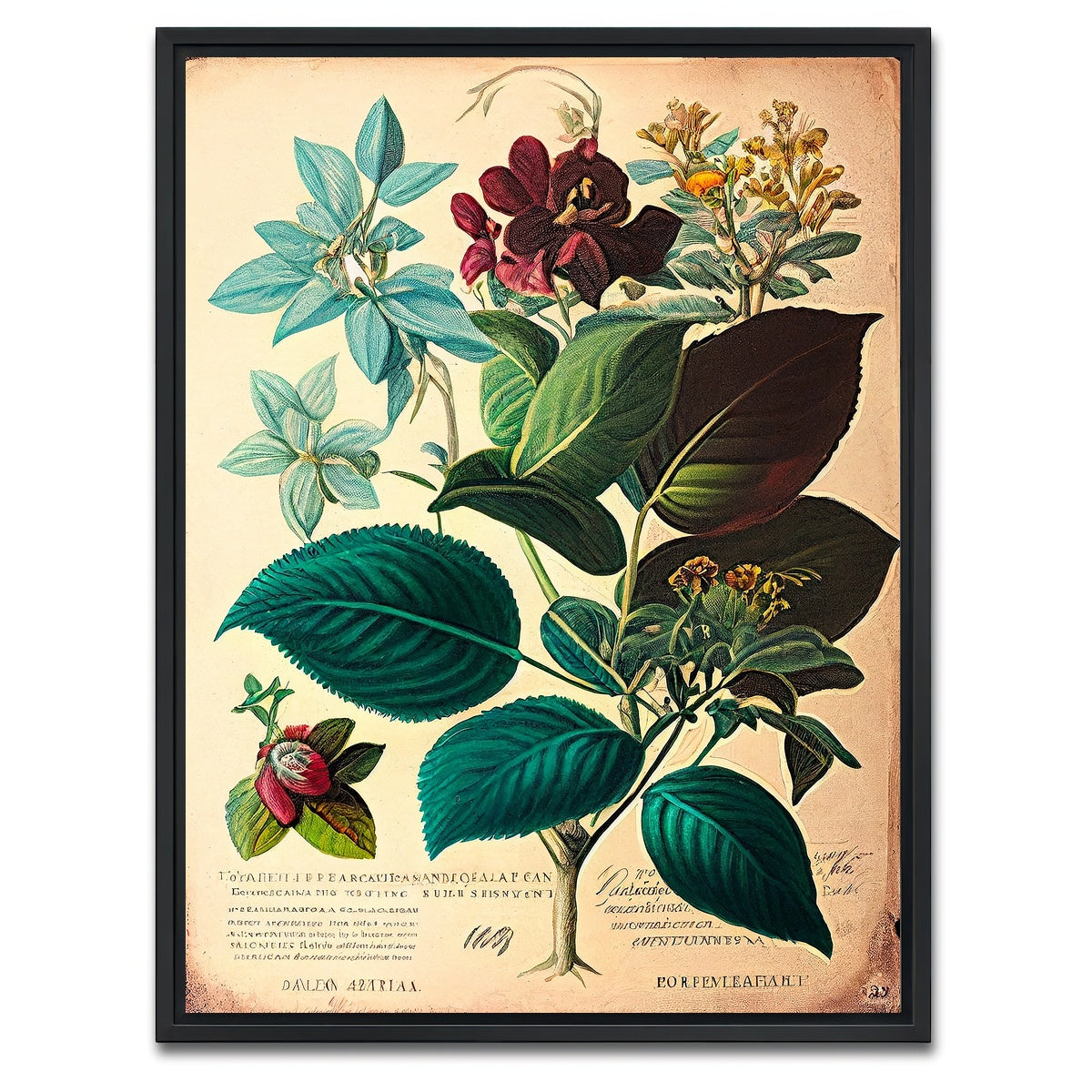 AUTO-MOCKUP WHITE | Vintage Botanical Print Series 1 | 1 Piece | Black Framed Canvas | group=3x4