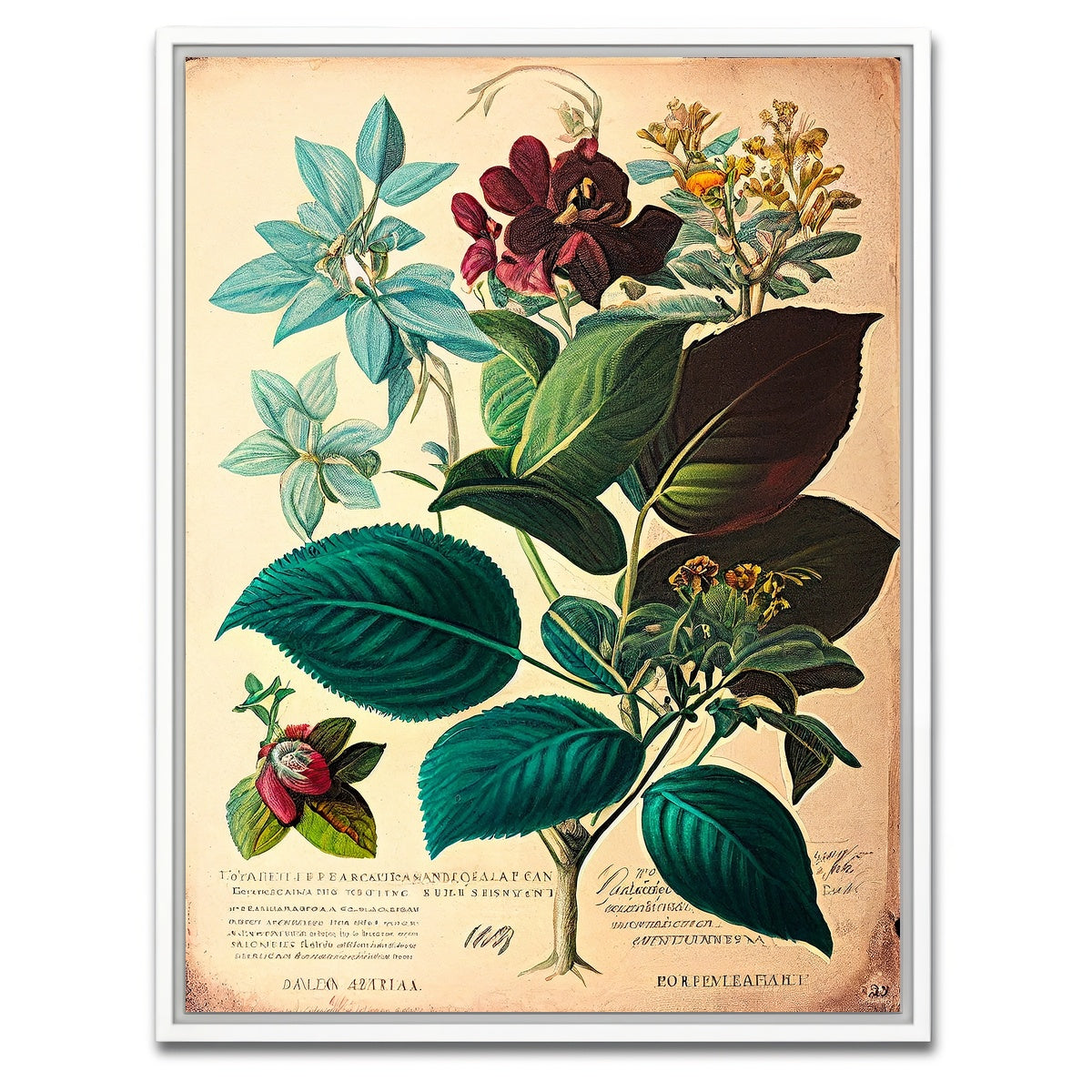 AUTO-MOCKUP WHITE | Vintage Botanical Print Series 1 | 1 Piece | White Framed Canvas | group=3x4