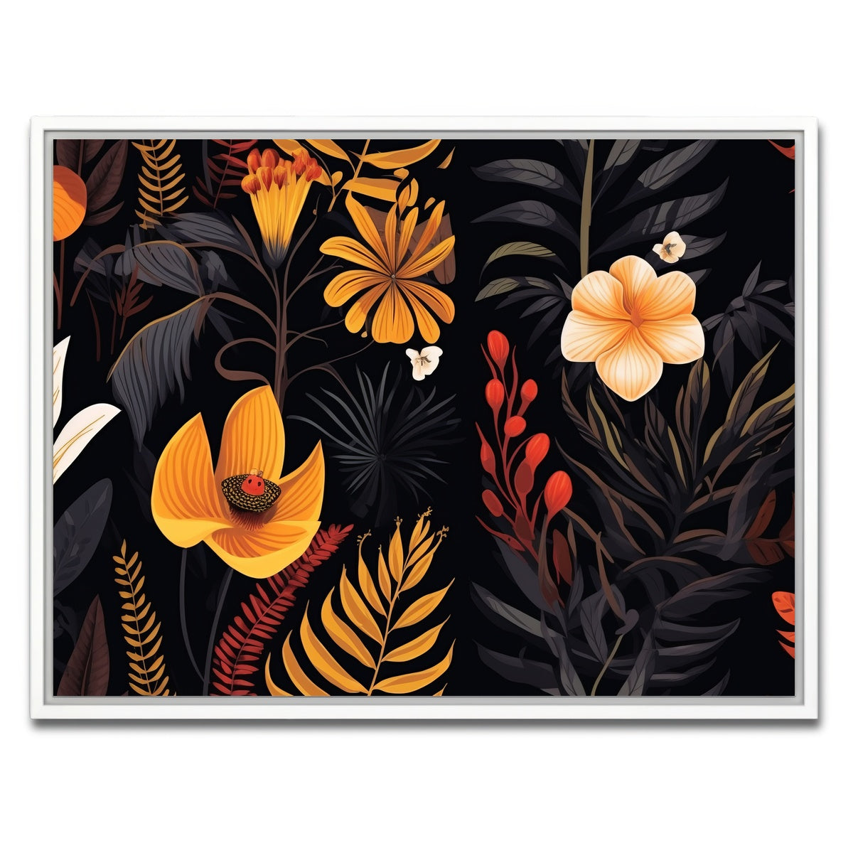 AUTO-MOCKUP WHITE | Vintage Flowers and leaves | 1 Piece | White Framed Canvas | group=4x3