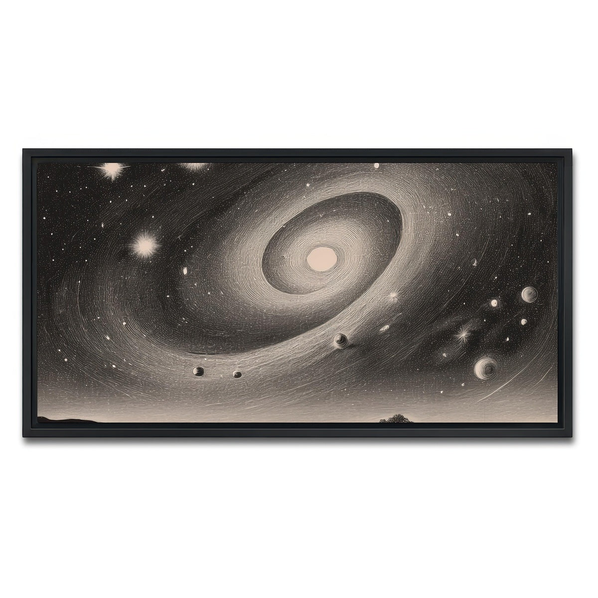 AUTO-MOCKUP WHITE | Vintage Galxy Art | 1 Piece | Black Framed Canvas | group=2x1