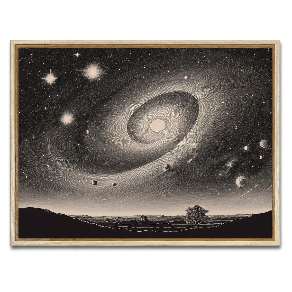 AUTO-MOCKUP WHITE | Vintage Galxy Art | 1 Piece | Natural Framed Canvas | group=4x3