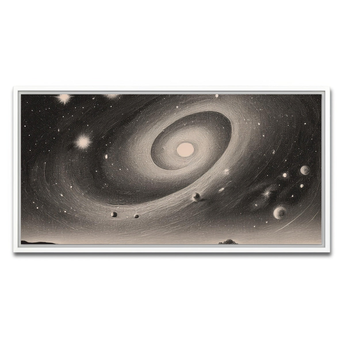 AUTO-MOCKUP WHITE | Vintage Galxy Art | 1 Piece | White Framed Canvas | group=2x1