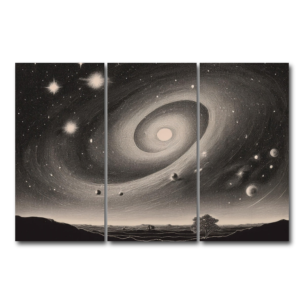 AUTO-MOCKUP WHITE | Vintage Galxy Art | 3 Piece | Gallery Wrap Canvas | group=12x24