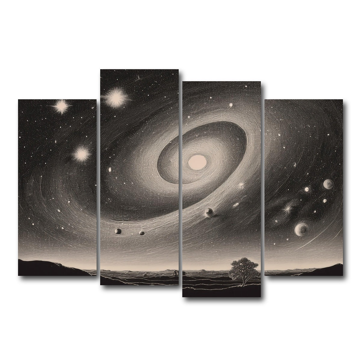 AUTO-MOCKUP WHITE | Vintage Galxy Art | 4 Piece | Gallery Wrap Canvas | group=4_normal