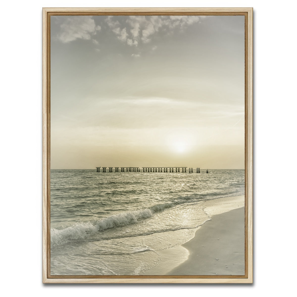 AUTO-MOCKUP WHITE | Vintage Gasparilla Island Sunset | 1 Piece | Natural Framed Canvas | group=3x4