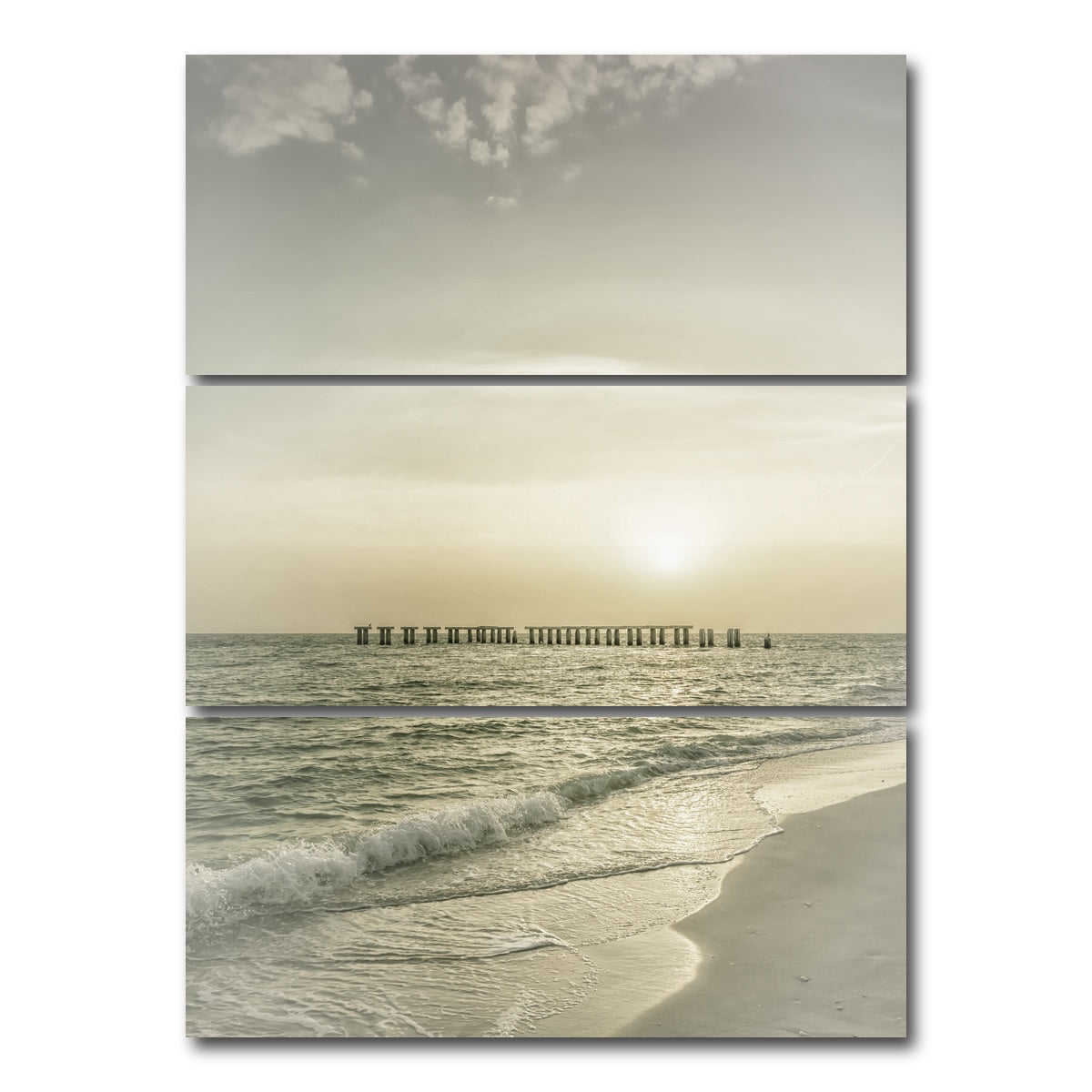 AUTO-MOCKUP WHITE | Vintage Gasparilla Island Sunset | 3 Piece | Gallery Wrap Canvas | group=8x18_stacked