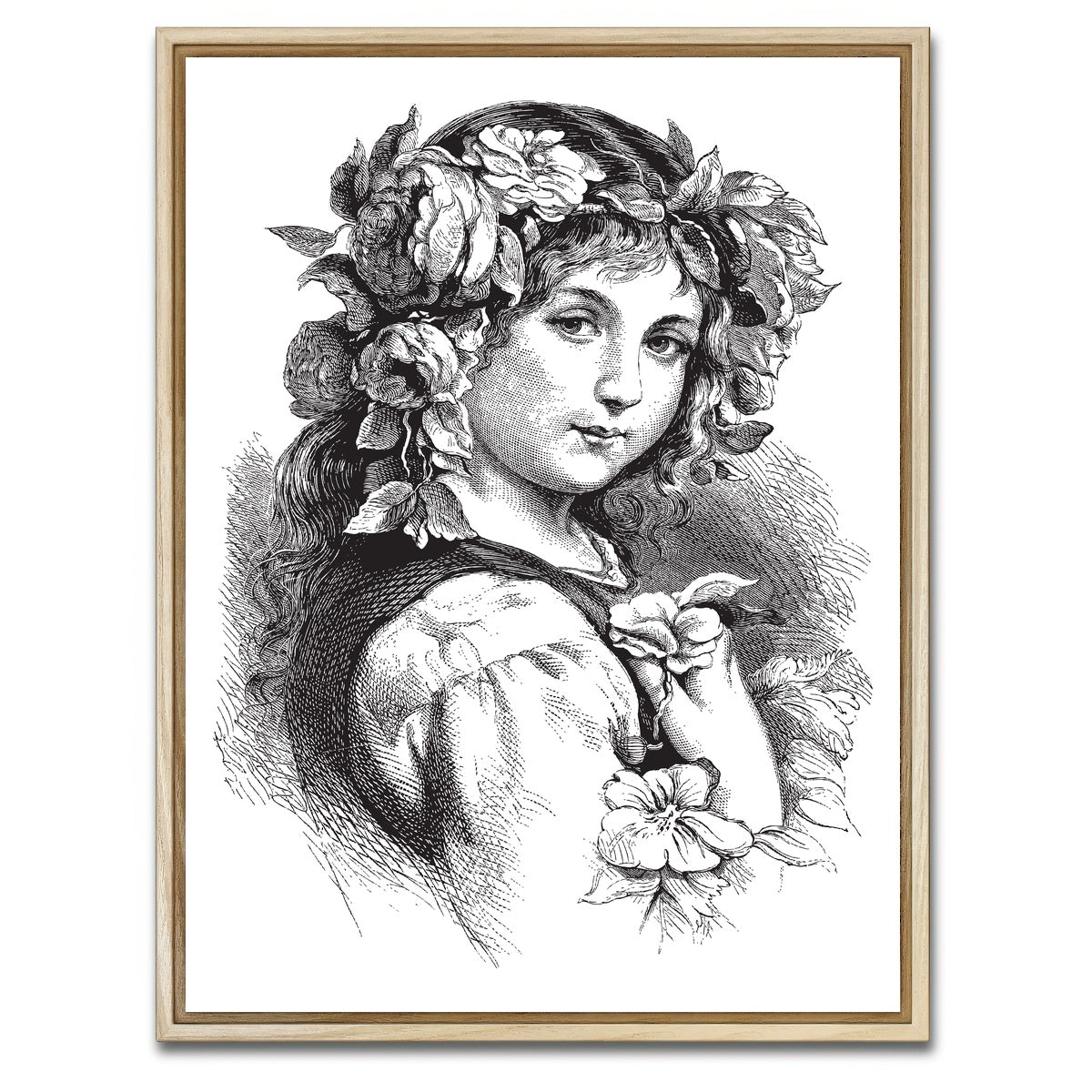 AUTO-MOCKUP WHITE | Vintage Girl | 1 Piece | Natural Framed Canvas | group=3x4