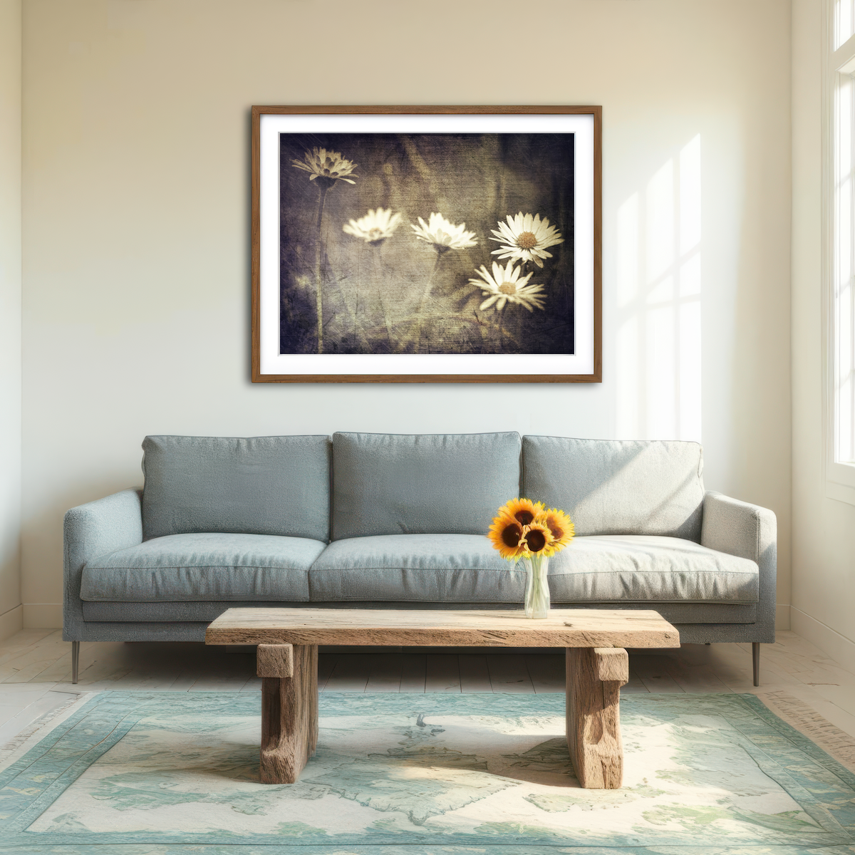 AUTO-MOCKUP ROOM | Vintage Meadow Flowers Wall Art