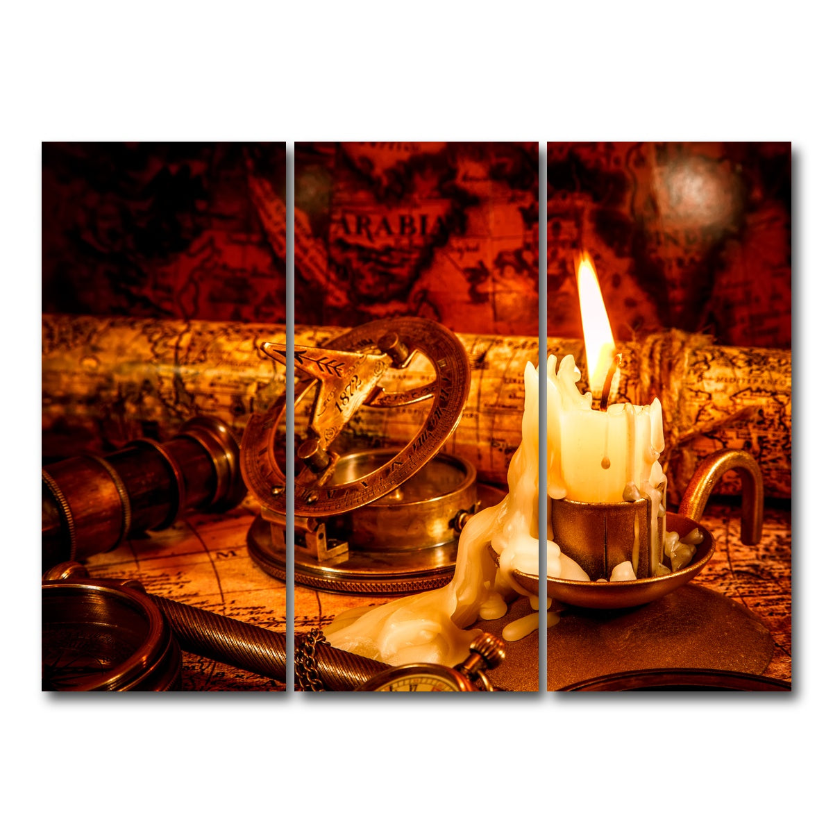 AUTO-MOCKUP WHITE | Vintage Nautical Items | 3 Piece | Gallery Wrap Canvas | group=8x18