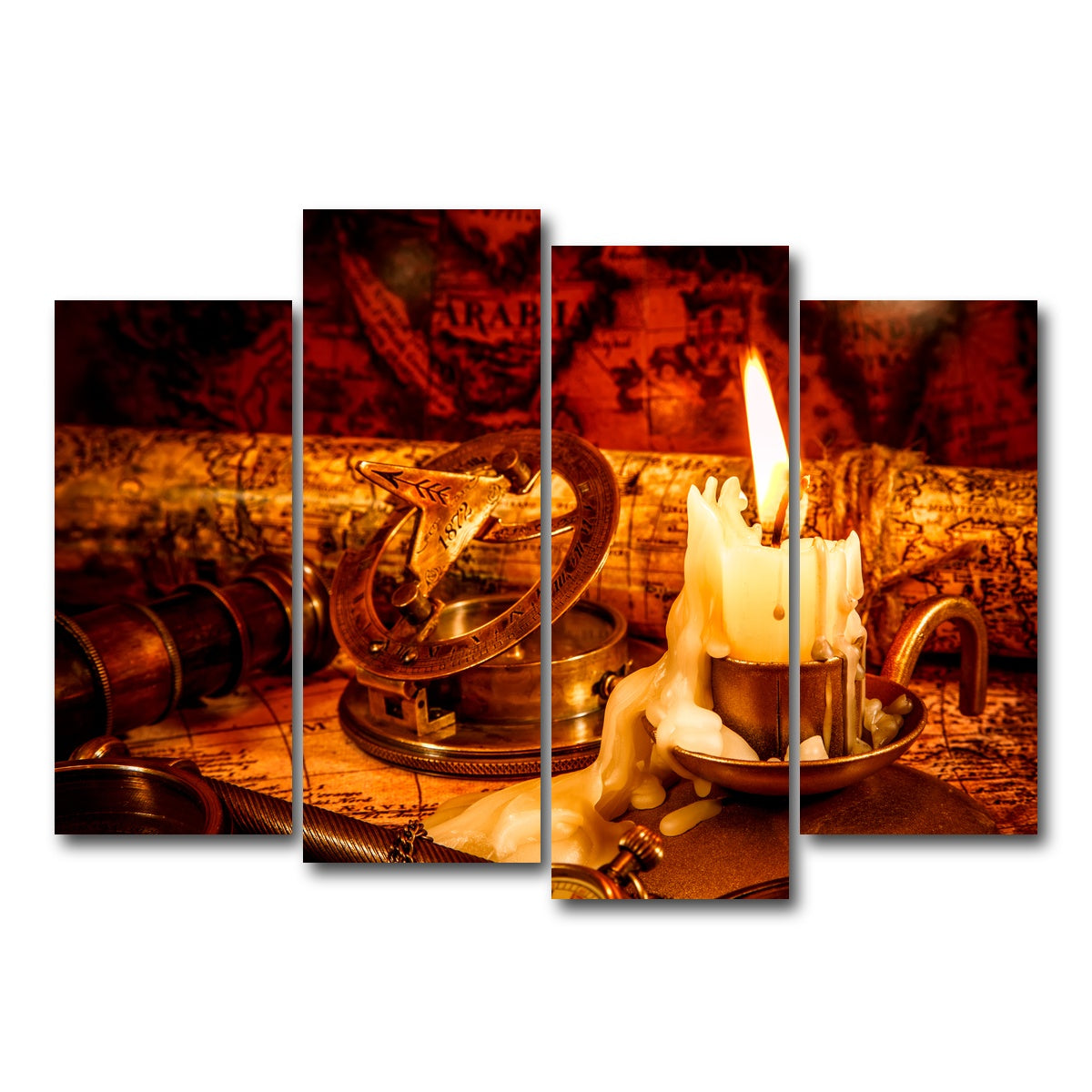 AUTO-MOCKUP WHITE | Vintage Nautical Items | 4 Piece | Gallery Wrap Canvas | group=4_normal