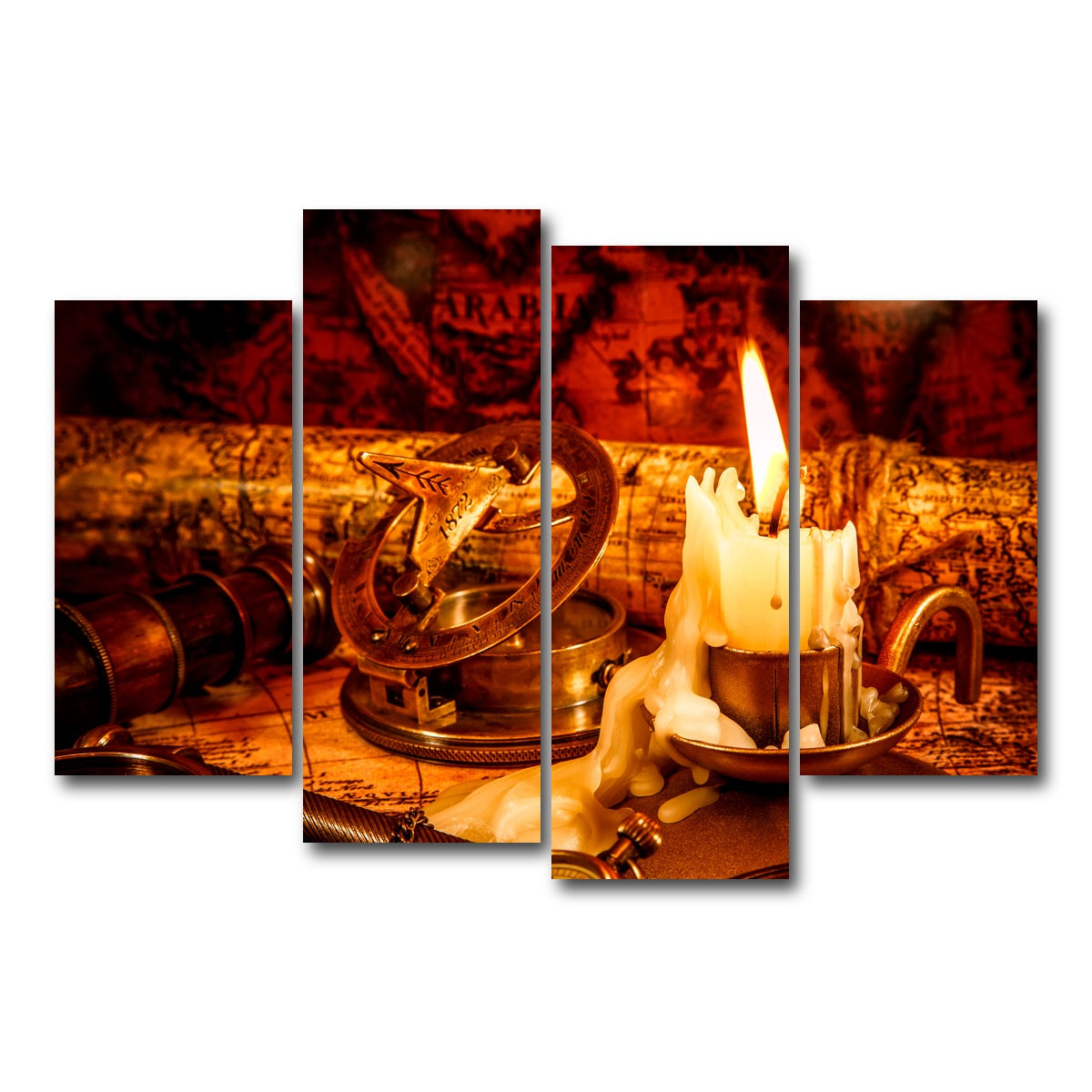 AUTO-MOCKUP WHITE | Vintage Nautical Items | 4 Piece | Gallery Wrap Canvas | group=4_short