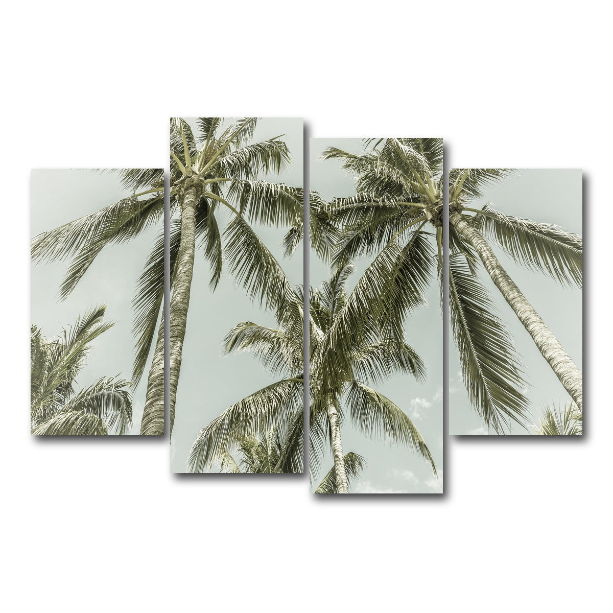 AUTO-MOCKUP WHITE | Vintage Palm Trees | 4 Piece | Gallery Wrap Canvas | group=4_short
