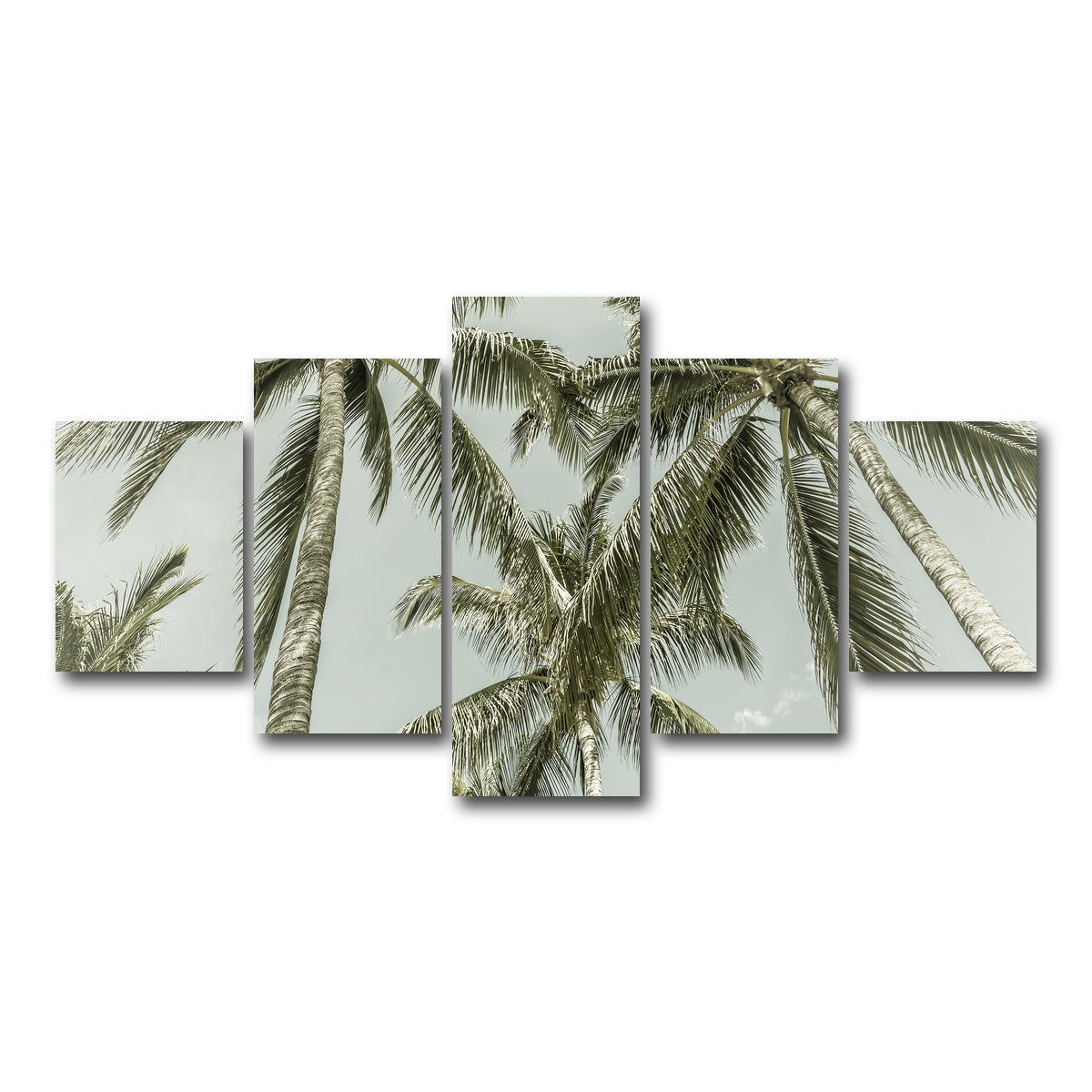 AUTO-MOCKUP WHITE | Vintage Palm Trees | 5 Piece | Gallery Wrap Canvas | group=5_short