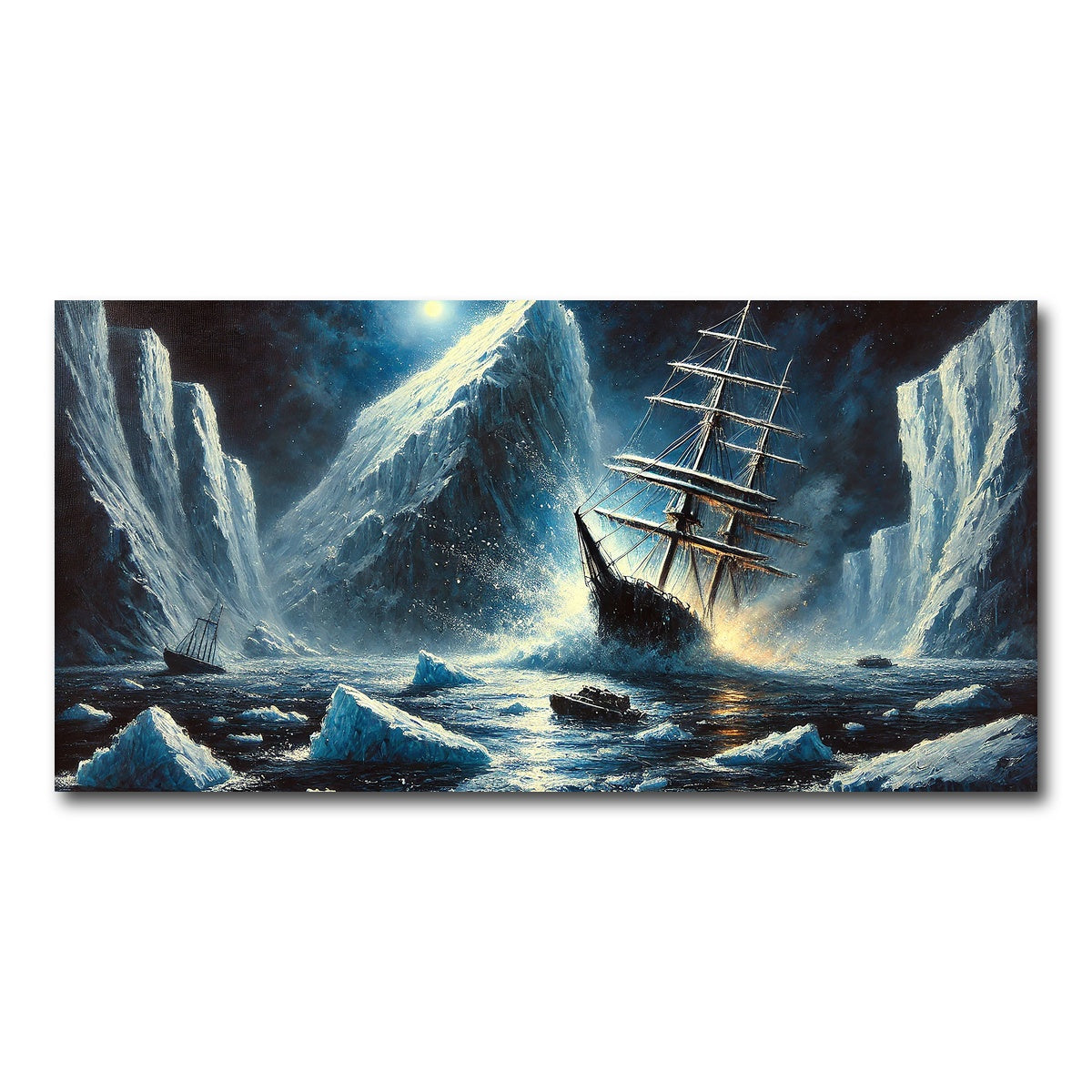 AUTO-MOCKUP WHITE | Vintage Ship & Icebergs | 1 Piece | Gallery Wrap Canvas | group=2x1
