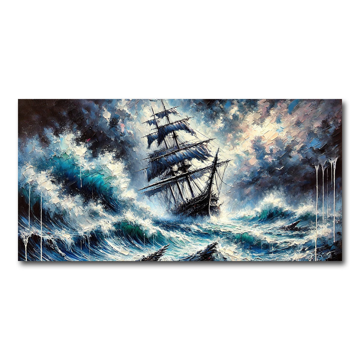 AUTO-MOCKUP WHITE | Vintage Ship Oil Painting | 1 Piece | Gallery Wrap Canvas | group=2x1