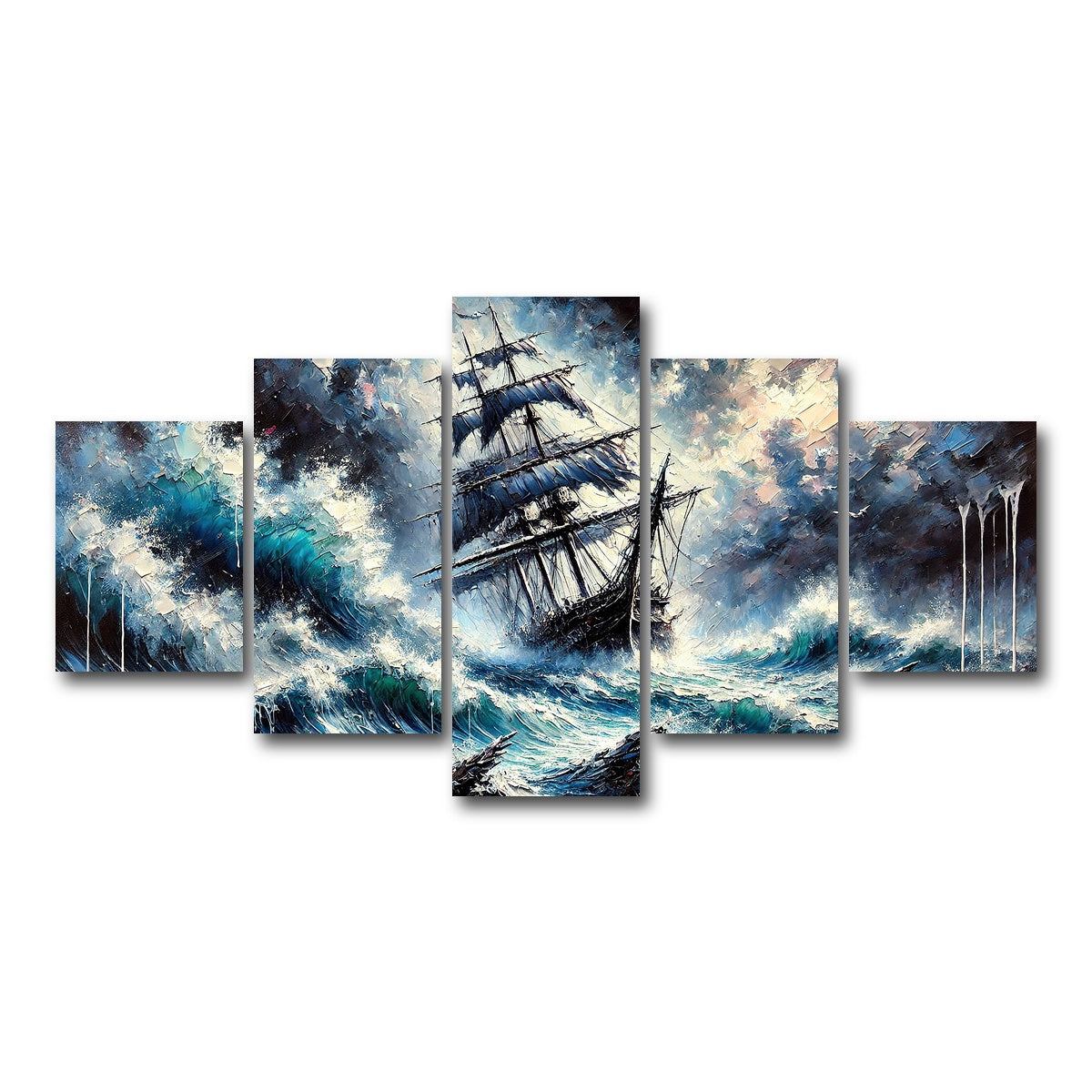 AUTO-MOCKUP WHITE | Vintage Ship Oil Painting | 5 Piece | Gallery Wrap Canvas | group=5_short
