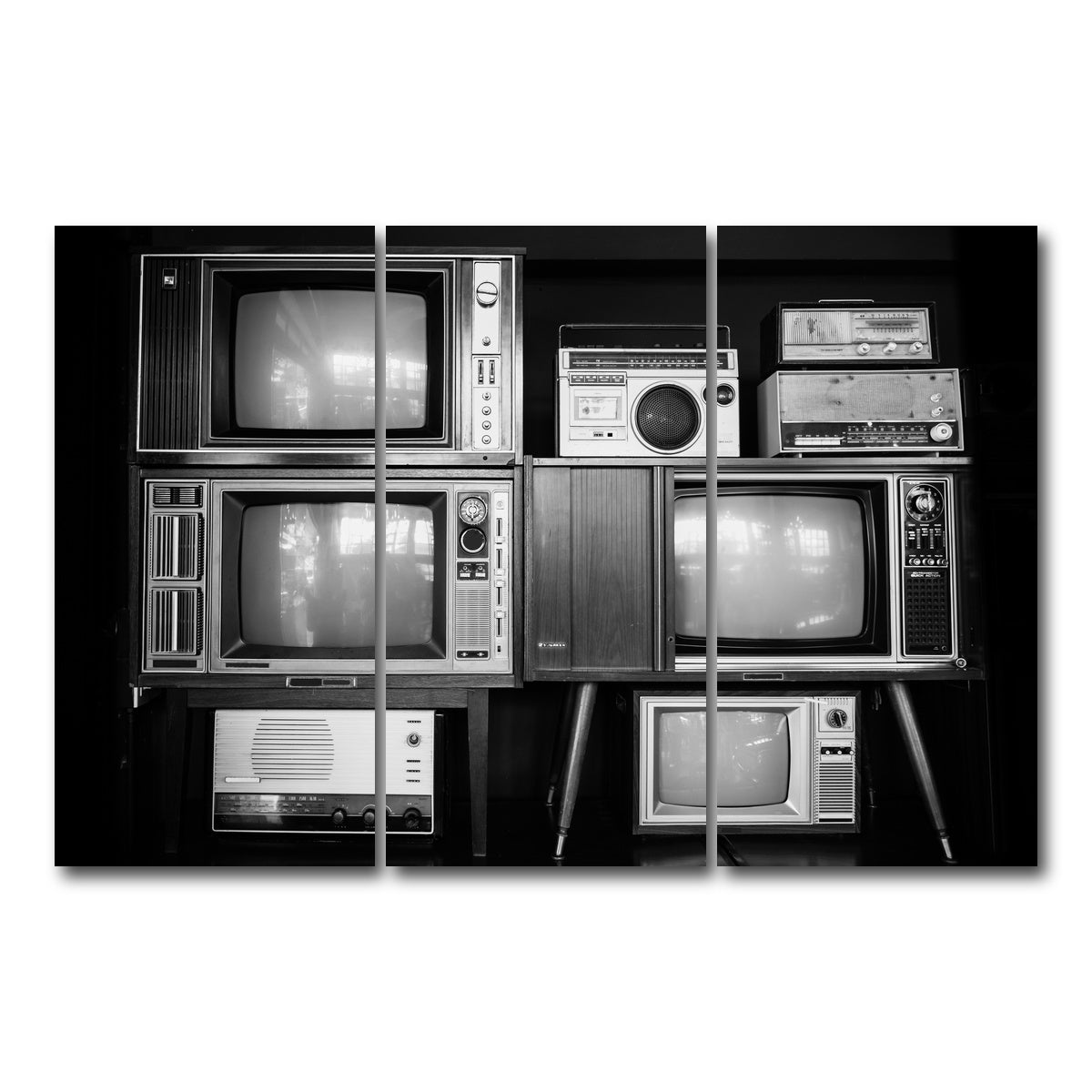 AUTO-MOCKUP WHITE | Vintage Televisions | 3 Piece | Gallery Wrap Canvas | group=12x24