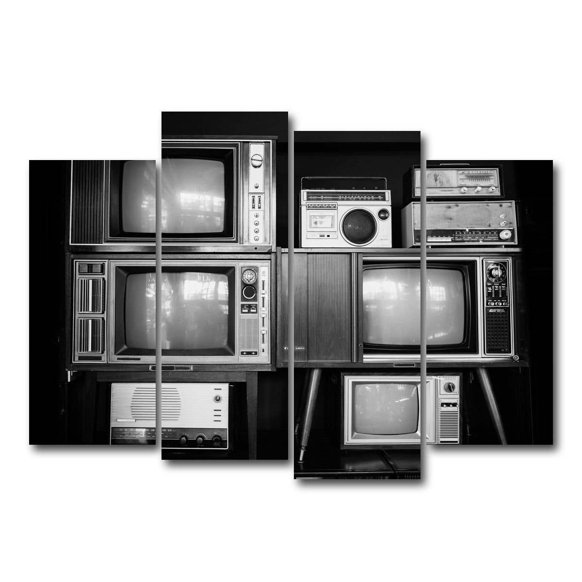 AUTO-MOCKUP WHITE | Vintage Televisions | 4 Piece | Gallery Wrap Canvas | group=4_normal