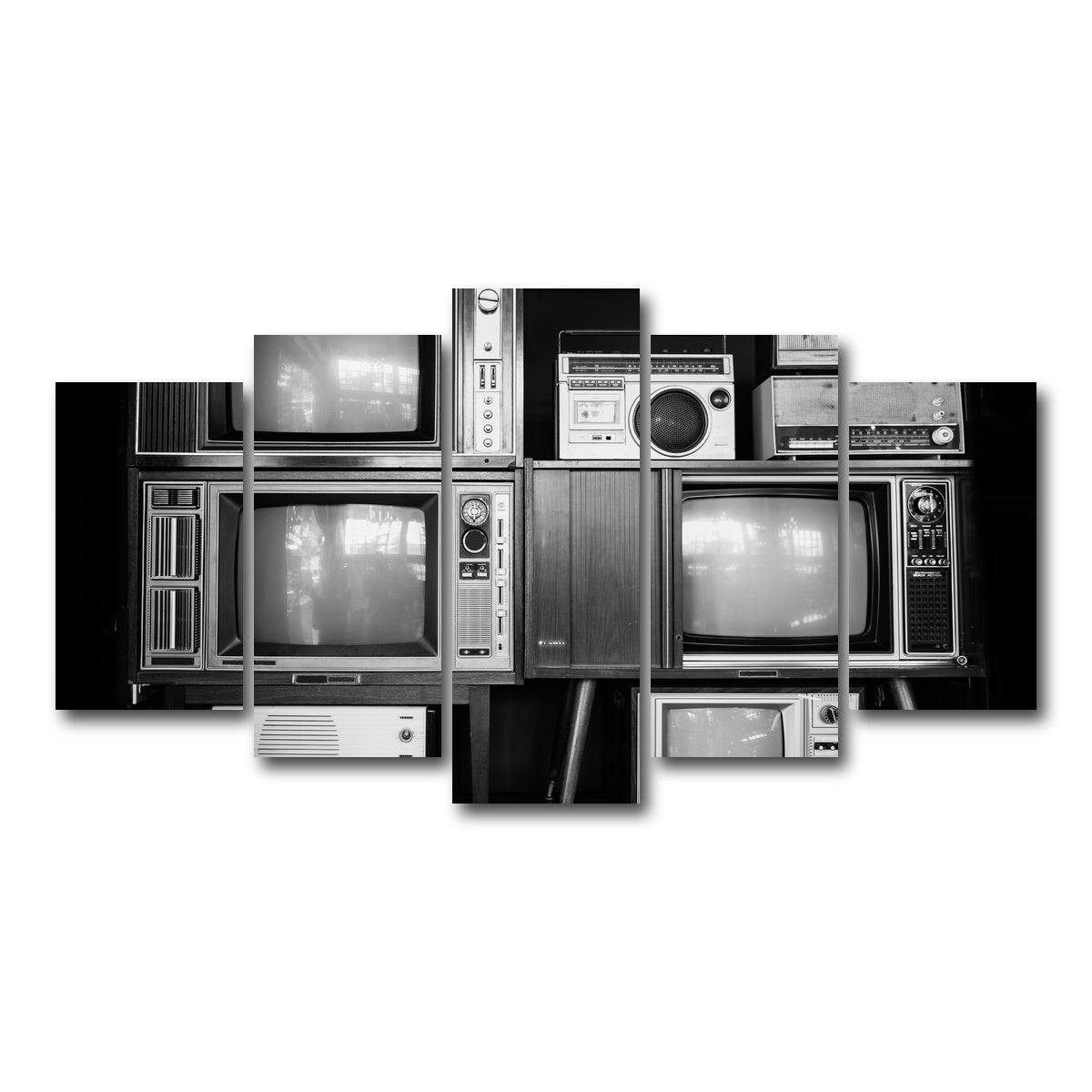 AUTO-MOCKUP WHITE | Vintage Televisions | 5 Piece | Gallery Wrap Canvas | group=5_normal