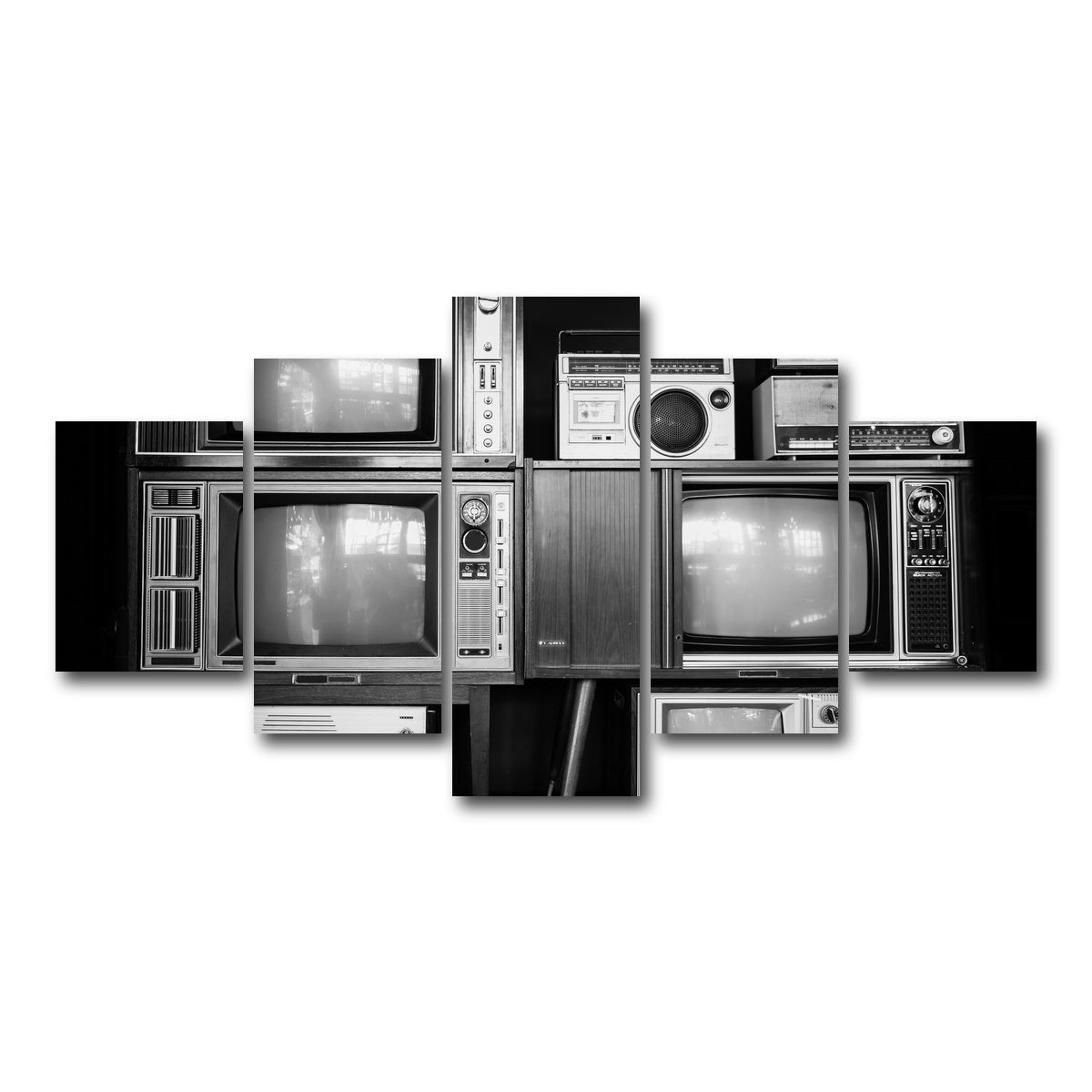 AUTO-MOCKUP WHITE | Vintage Televisions | 5 Piece | Gallery Wrap Canvas | group=5_short