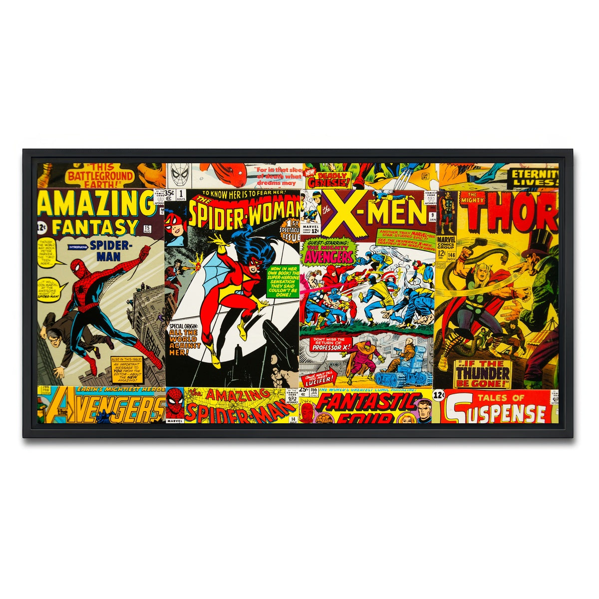 AUTO-MOCKUP WHITE | Vintage comic Covers | 1 Piece | Black Framed Canvas | group=2x1