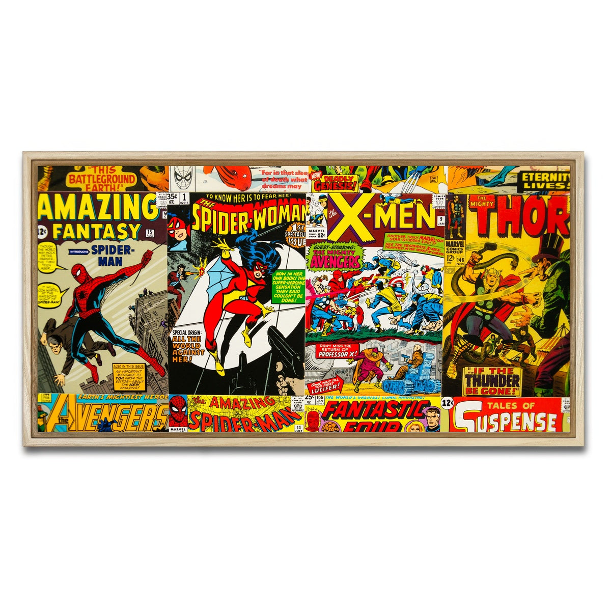 AUTO-MOCKUP WHITE | Vintage comic Covers | 1 Piece | Natural Framed Canvas | group=2x1