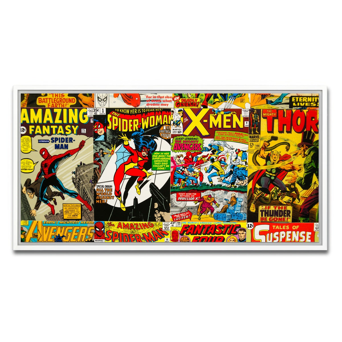 AUTO-MOCKUP WHITE | Vintage comic Covers | 1 Piece | White Framed Canvas | group=2x1