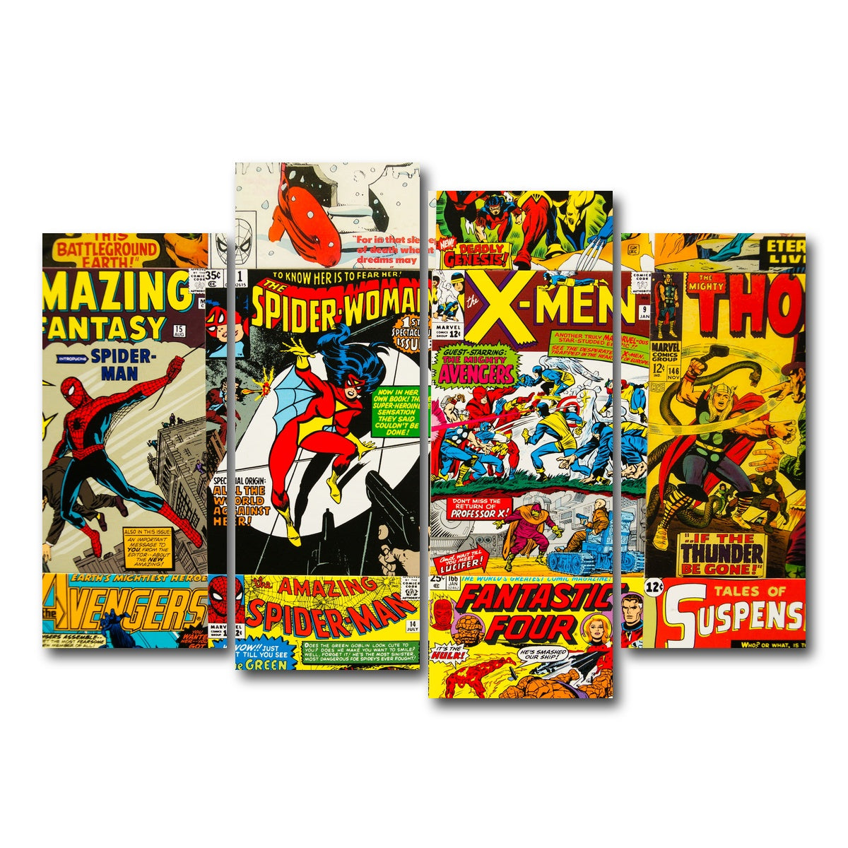 AUTO-MOCKUP WHITE | Vintage comic Covers | 4 Piece | Gallery Wrap Canvas | group=4_normal
