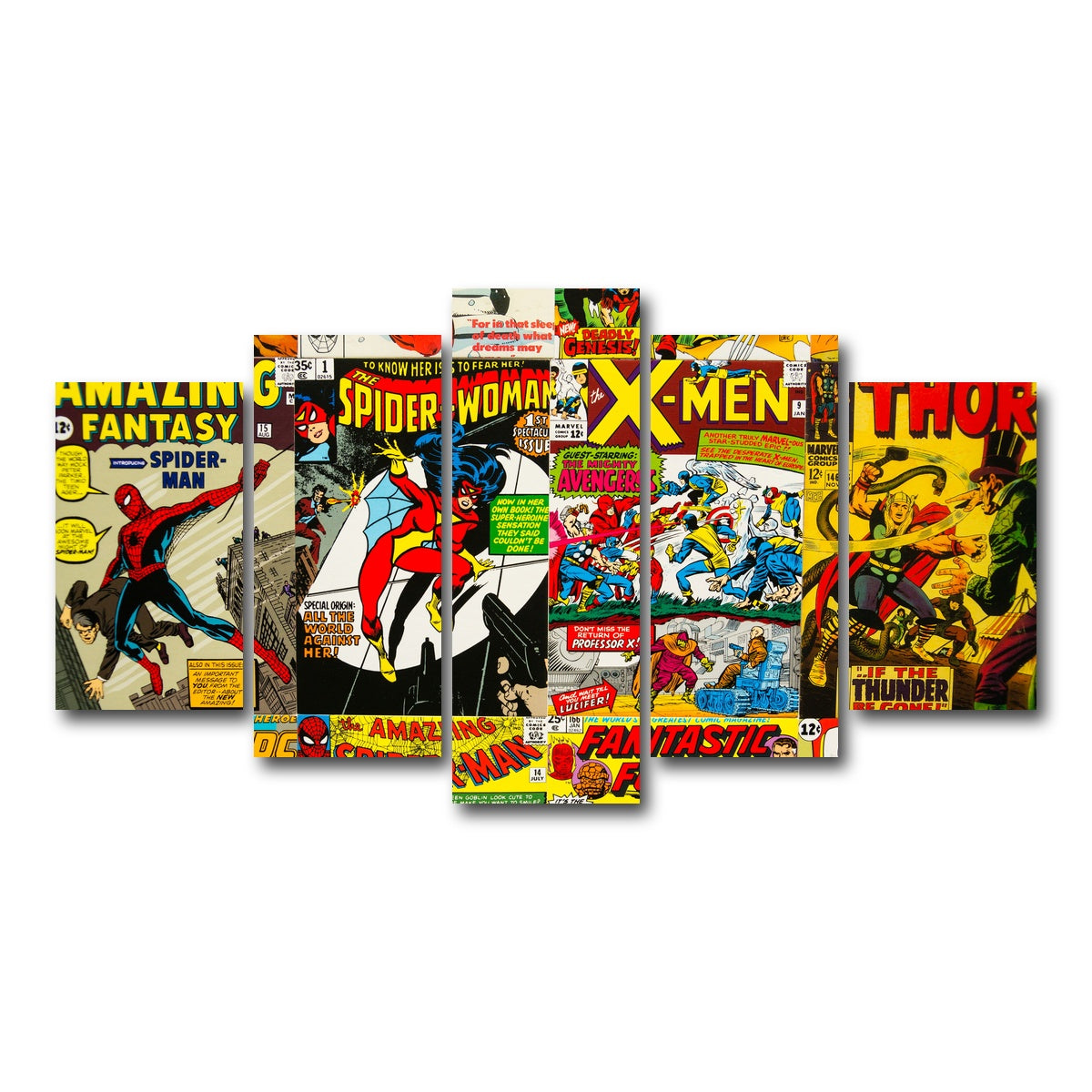 AUTO-MOCKUP WHITE | Vintage comic Covers | 5 Piece | Gallery Wrap Canvas | group=5_normal