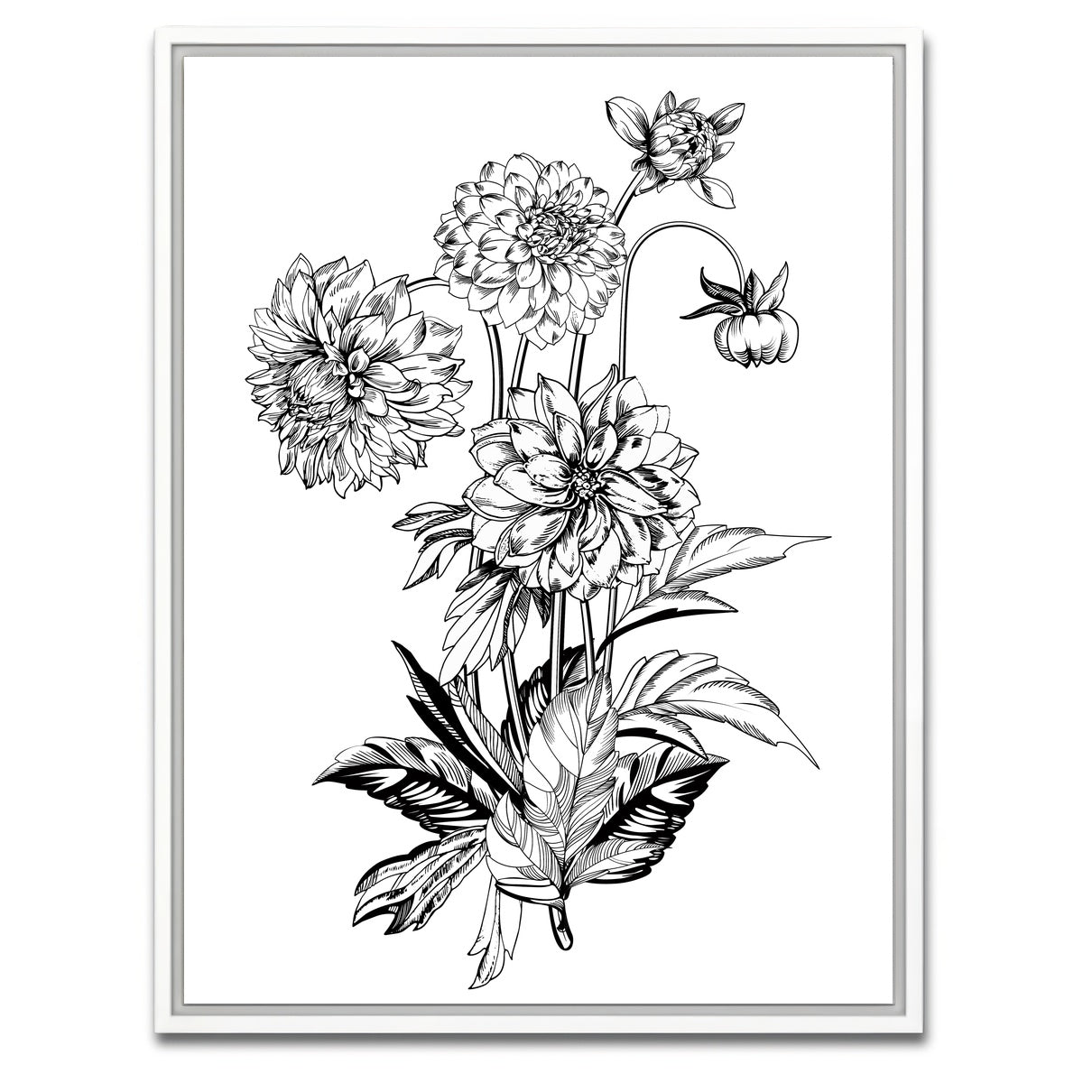 AUTO-MOCKUP WHITE | Vintage elegant flowers | 1 Piece | White Framed Canvas | group=3x4