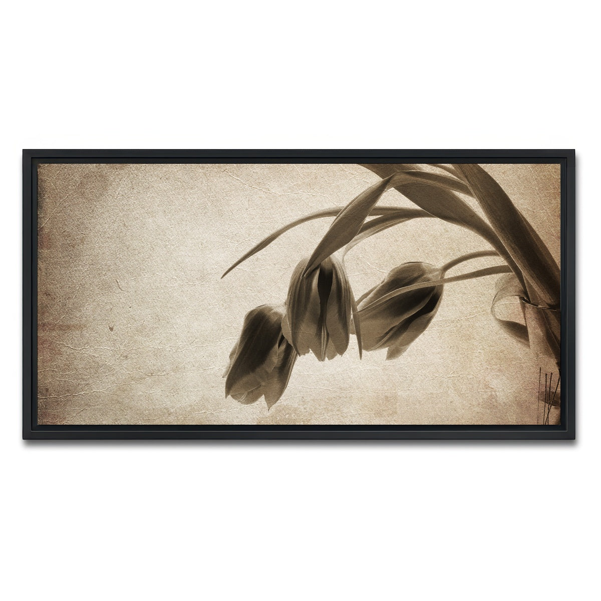 AUTO-MOCKUP WHITE | Vintage flowers | 1 Piece | Black Framed Canvas | group=2x1