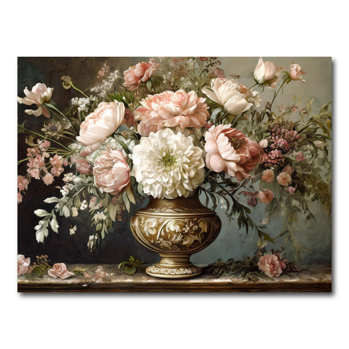 AUTO-MOCKUP WHITE | Vintage flowers in old vase | 1 Piece | Gallery Wrap Canvas | group=4x3