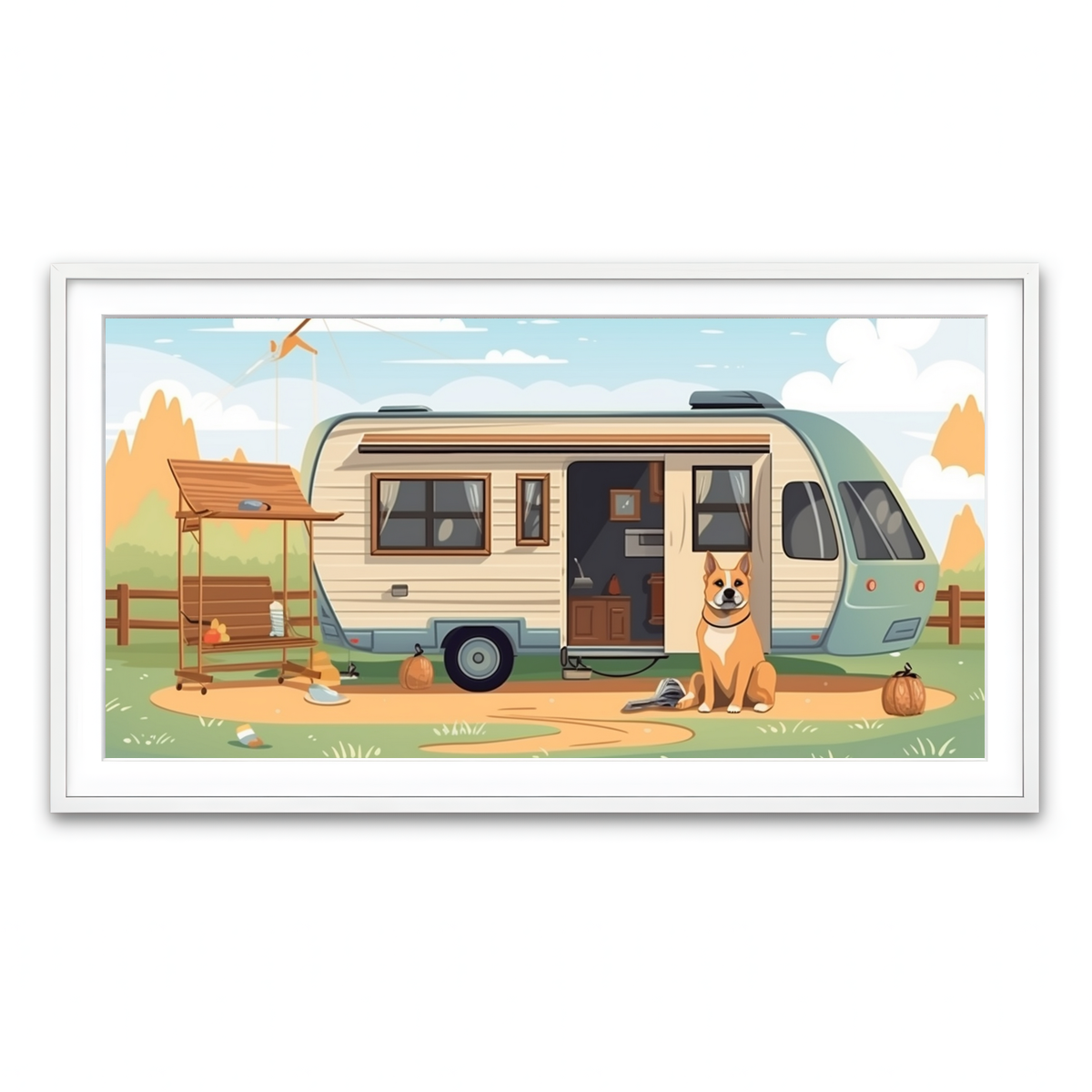 Framed Print 2x1 White