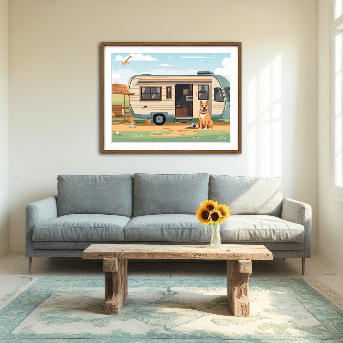 AUTO-MOCKUP ROOM | Vintage Mini Van Transport Wall Art