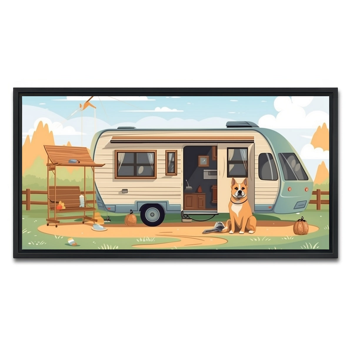 AUTO-MOCKUP WHITE | Vintage mini van transport | 1 Piece | Black Framed Canvas | group=2x1