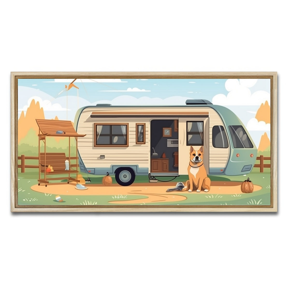 AUTO-MOCKUP WHITE | Vintage mini van transport | 1 Piece | Natural Framed Canvas | group=2x1